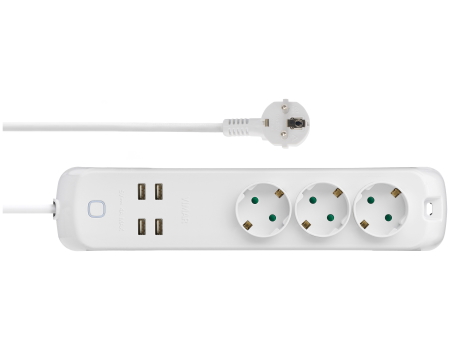 Умный удлинитель с 3 розетками и 4 USB-розетками | Prize USB