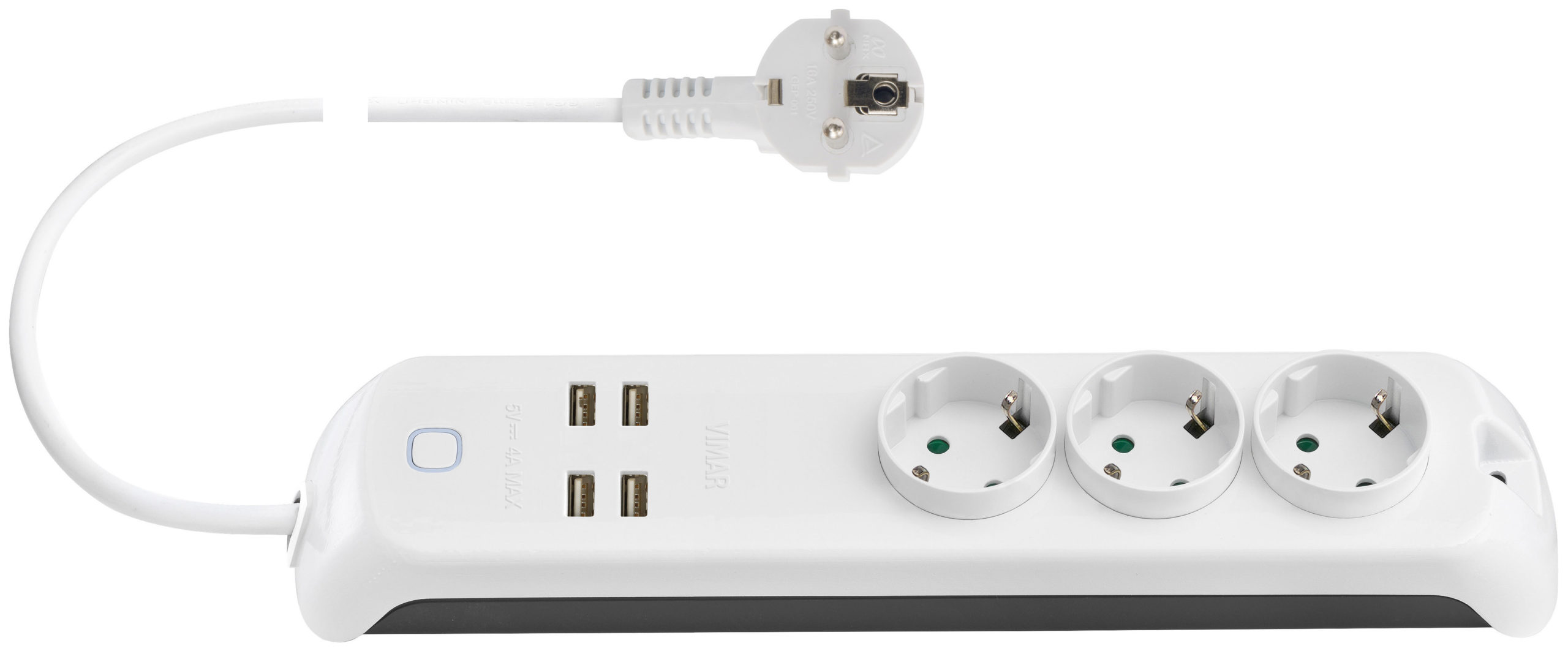 Умный удлинитель с 3 розетками и 4 USB-розетками | Prize USB