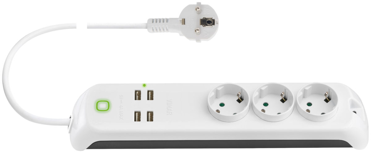 Умный удлинитель с 3 розетками и 4 USB-розетками | Prize USB