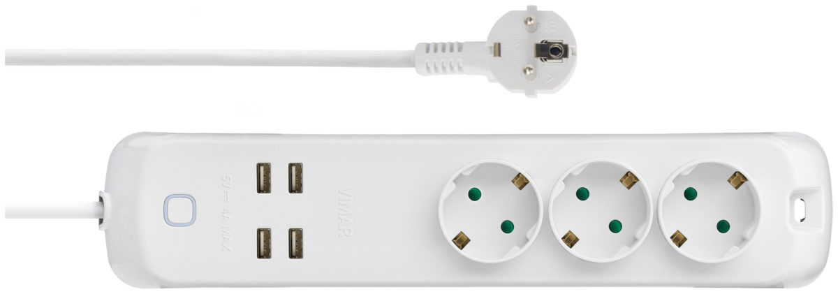 Умный удлинитель с 3 розетками и 4 USB-розетками | Prize USB