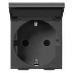 09208.C.CM Розетка с защитной крышкой черная 2 модуля, Vimar, NEVE