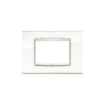20653.C72 Накладка (рамка) из стекла EIKON на 3 модуля bianco ice