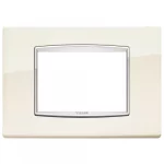 20653.C02 Накладка (рамка) металлическая EIKON на 3 модуля bianco antico