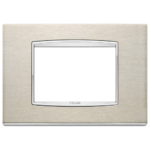 20653.C91 Capac (cadru) din metal EIKON pentru 3 module  inox naturale spazz
