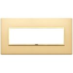 21657.G10 Накладка (рамка) EIKON EVO на 7 модулей  Alluminio Oro Totale Satinato