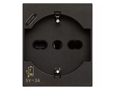 Priza USB-C + Priza universala neagra vimar linea