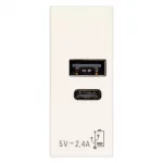 30292.ACB Розетка USB A+C 12W 2,4A 5V белая, Vimar LINEA