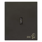Priza USB-C PD 30W neagra, Vimar LINEA