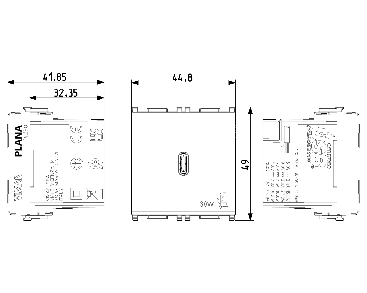 модульная розетка USB-C, USB Type-C | priza modulara USB-C, USB Type-C
