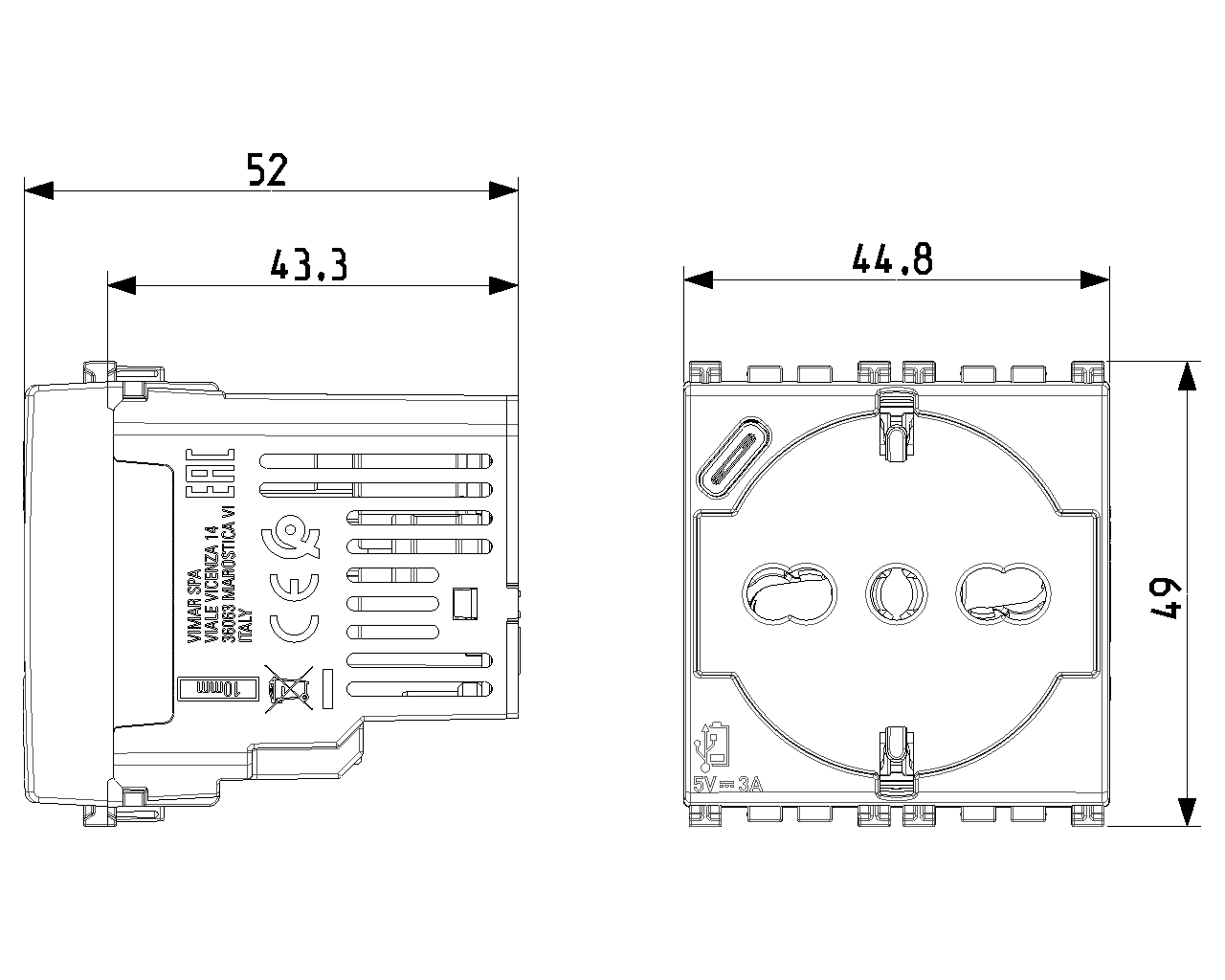 модульная розетка USB-C, USB Type-C | priza modulara USB-C, USB Type-C