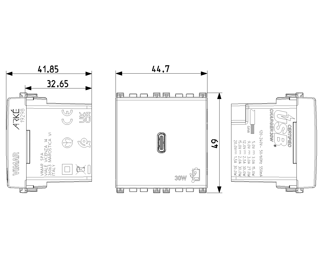 модульная розетка USB-C, USB Type-C | priza modulara USB-C, USB Type-C