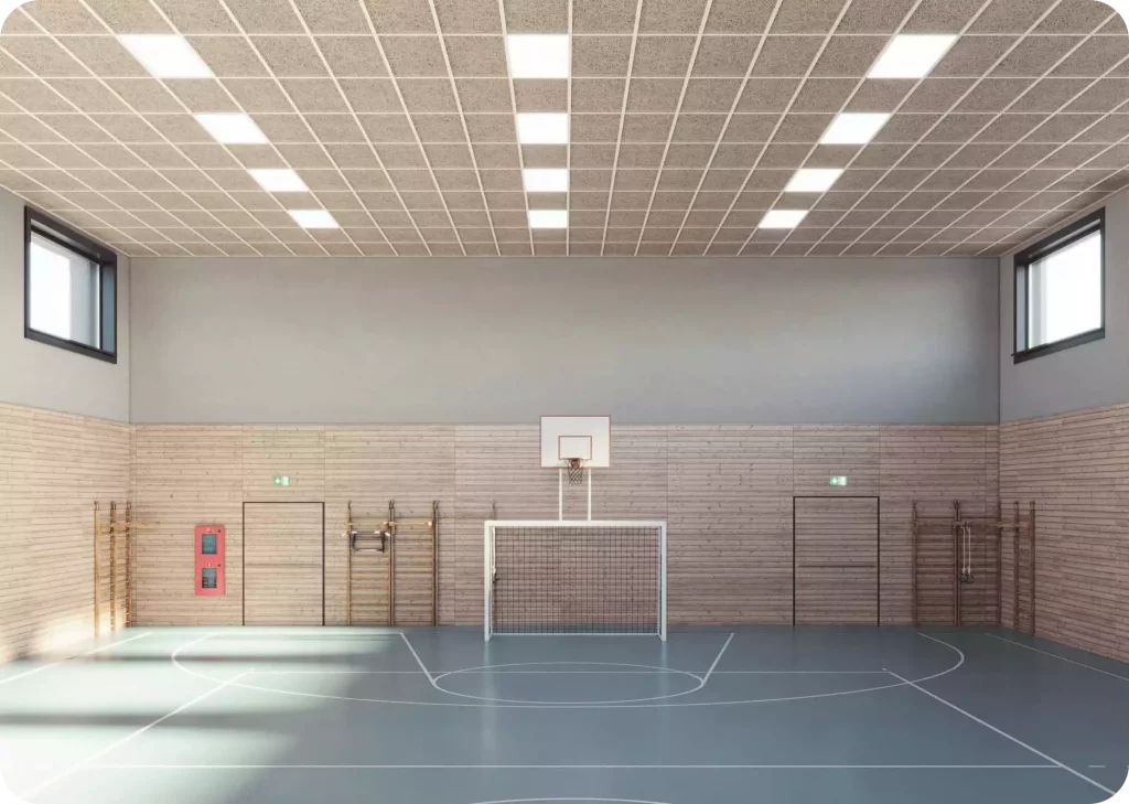 placa acustica Heardesign knauf ceiling solutions, placa fibra de lemn, placa rezistenta la impact, акустические панели Heardesign knauf ceiling solutions, панели из деревсного волокна, панели из древесной шерсти, ударопрочные панели