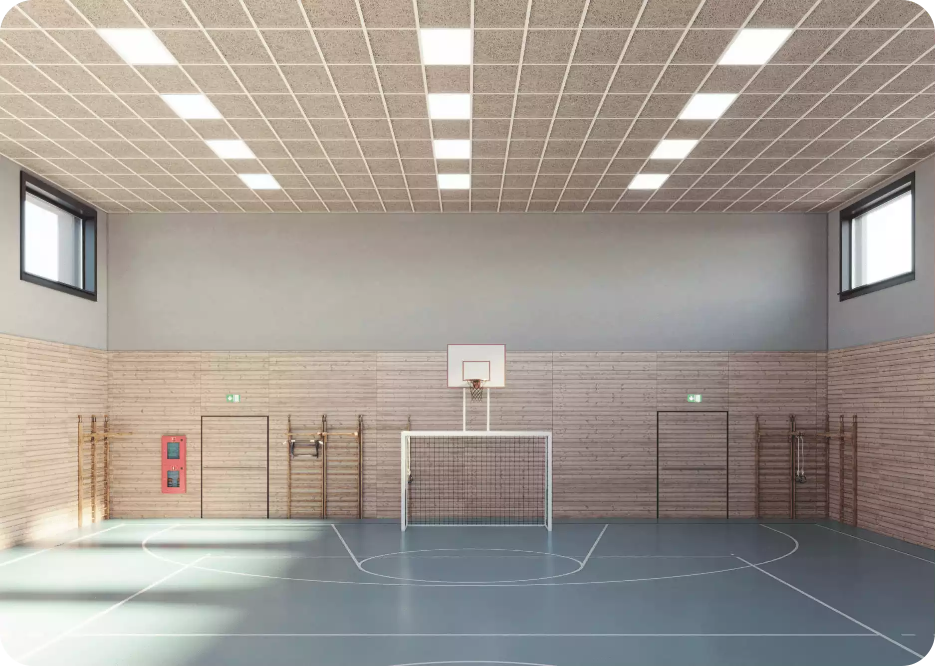 placa acustica Heardesign knauf ceiling solutions, placa fibra de lemn, placa rezistenta la impact, акустические панели Heardesign knauf ceiling solutions, панели из деревсного волокна, панели из древесной шерсти, ударопрочные панели