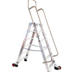 scara doua tronsoane aluminiu, стремянка алюминиевая, лестница с перилами scara cu balustrade