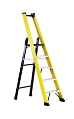 Scara dubla cu cadrul treptelor din fibra de sticla si cadru suport din aluminiu izolat prin vopsire epoxidica